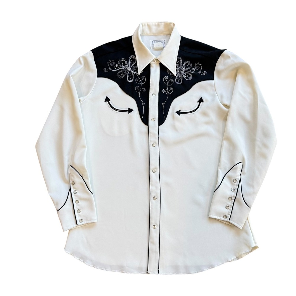 Vintage H Bar C California Ranchwear Western Pearl Snap Shirt Floral Embroidered